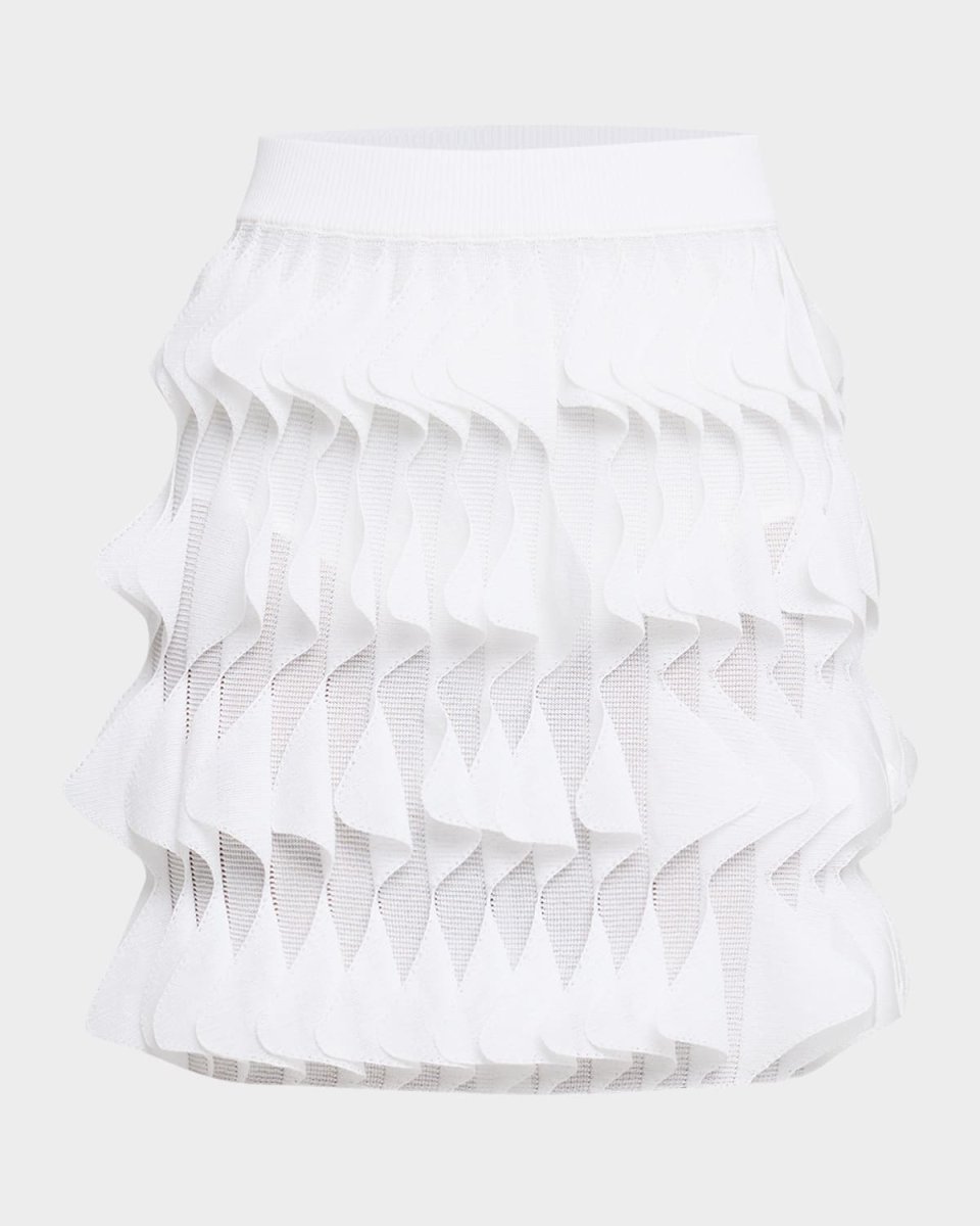 Wavy Ruffle Knit Mini Skirt